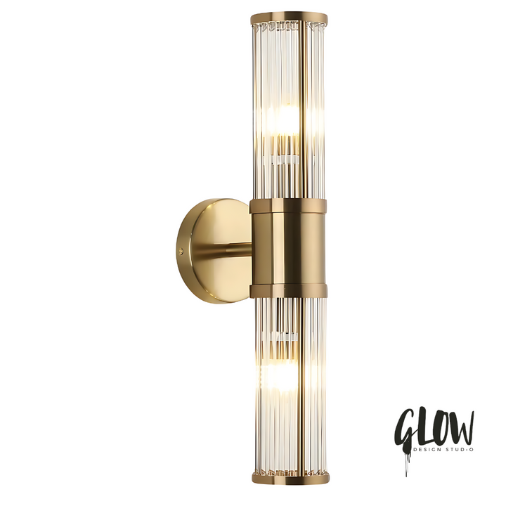 Park Lane Antique Brass and Ribbed Glass Wall Light